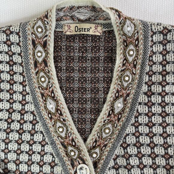 VTG Woolrich Long Sleeve Sweater Button Up Beaded Cardigan Women’s Size Small - Picture 3 of 16